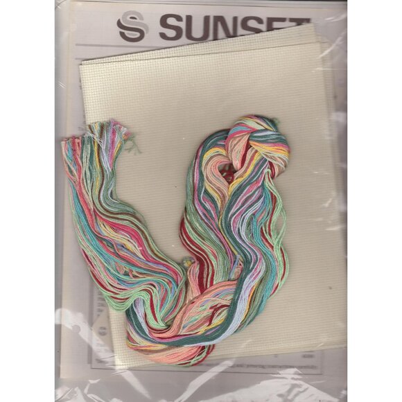 Sunset Counted Cross Stitch Kit  Rbbbons N Bows Birdcage 10 x 14 NOS 1991 - Picture 3 of 4